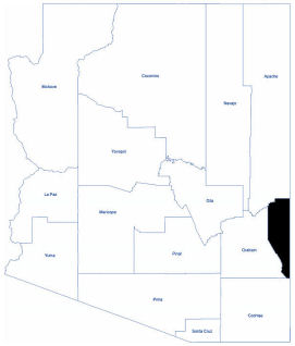 AZ Map with Greenlee County highlighted