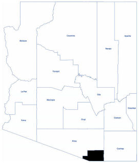 AZ Map with Santa Cruz County highlighted